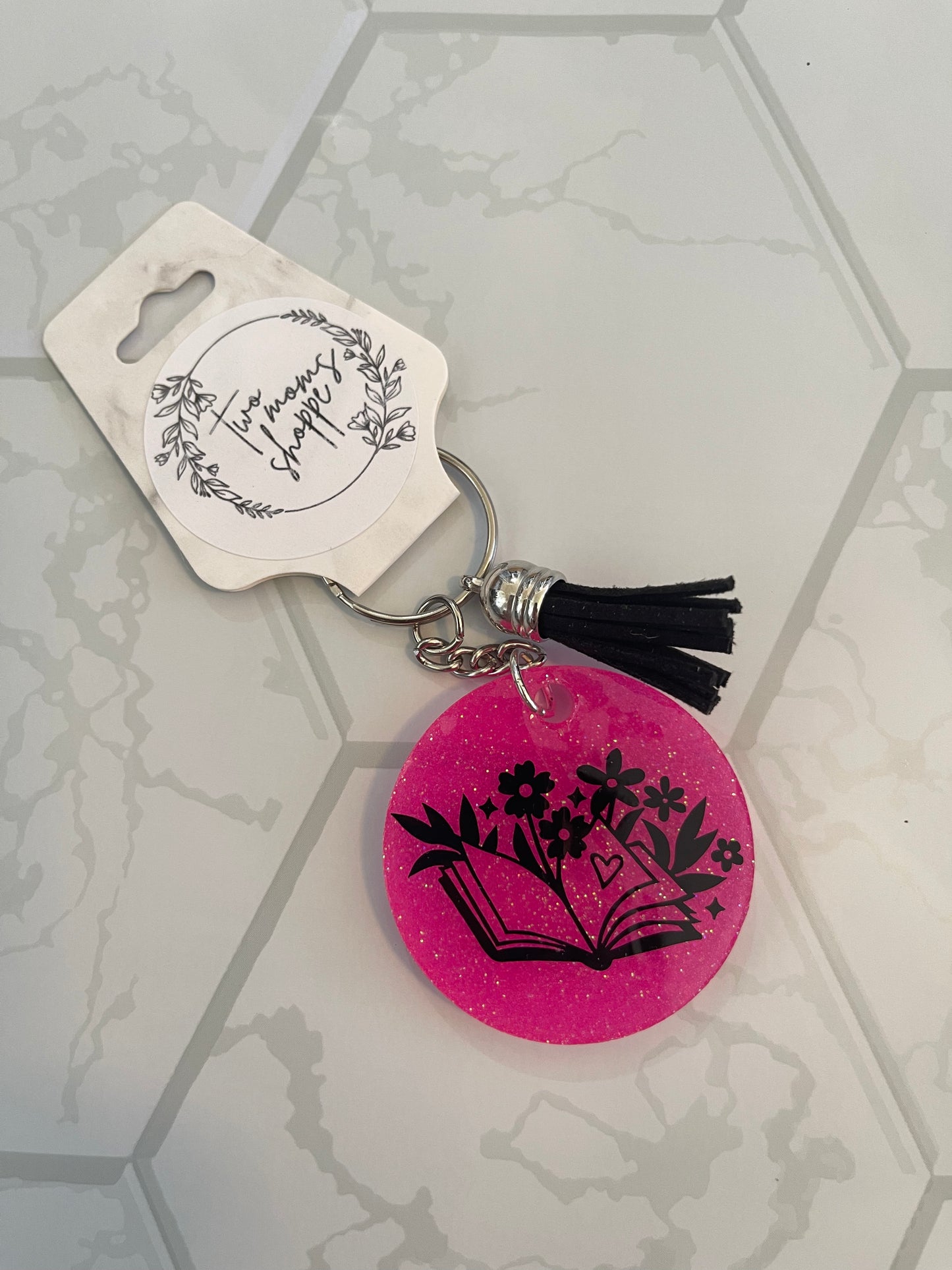 Floral Book Keychain