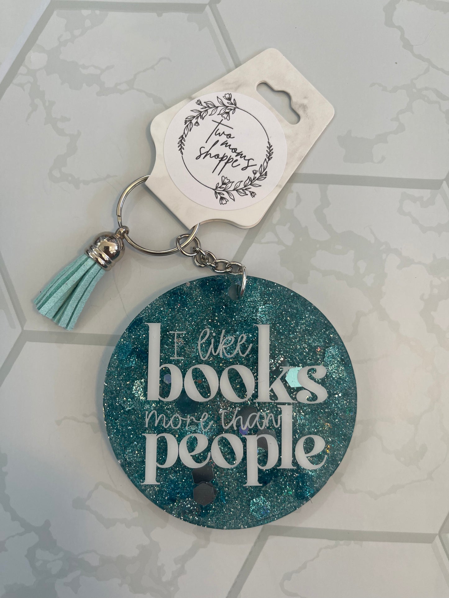 I Like Books More Than People Keychain