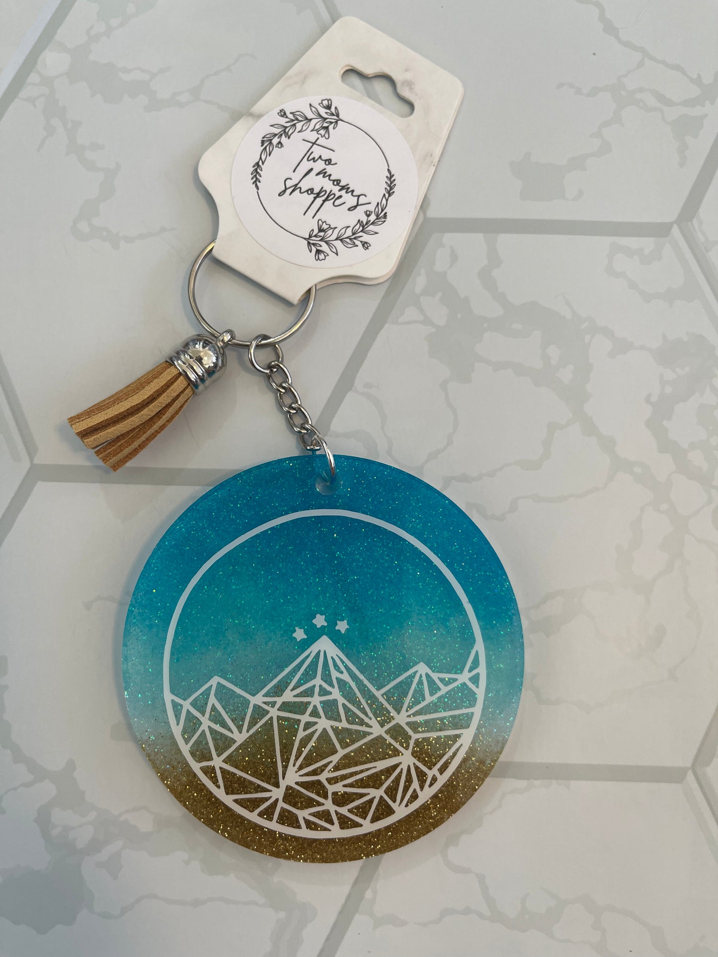 Mountain and Stars Keychain