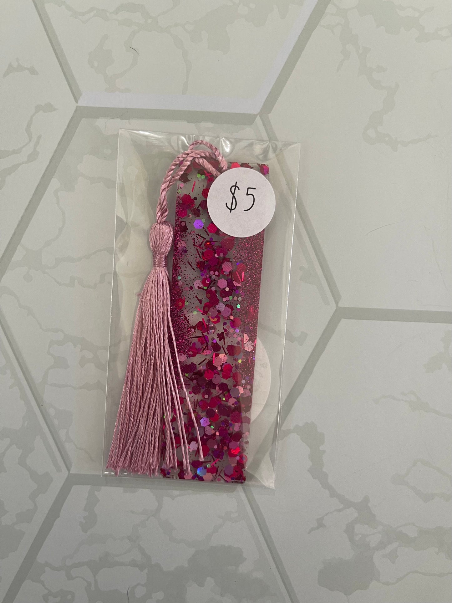 Pink Glitter Bookmark