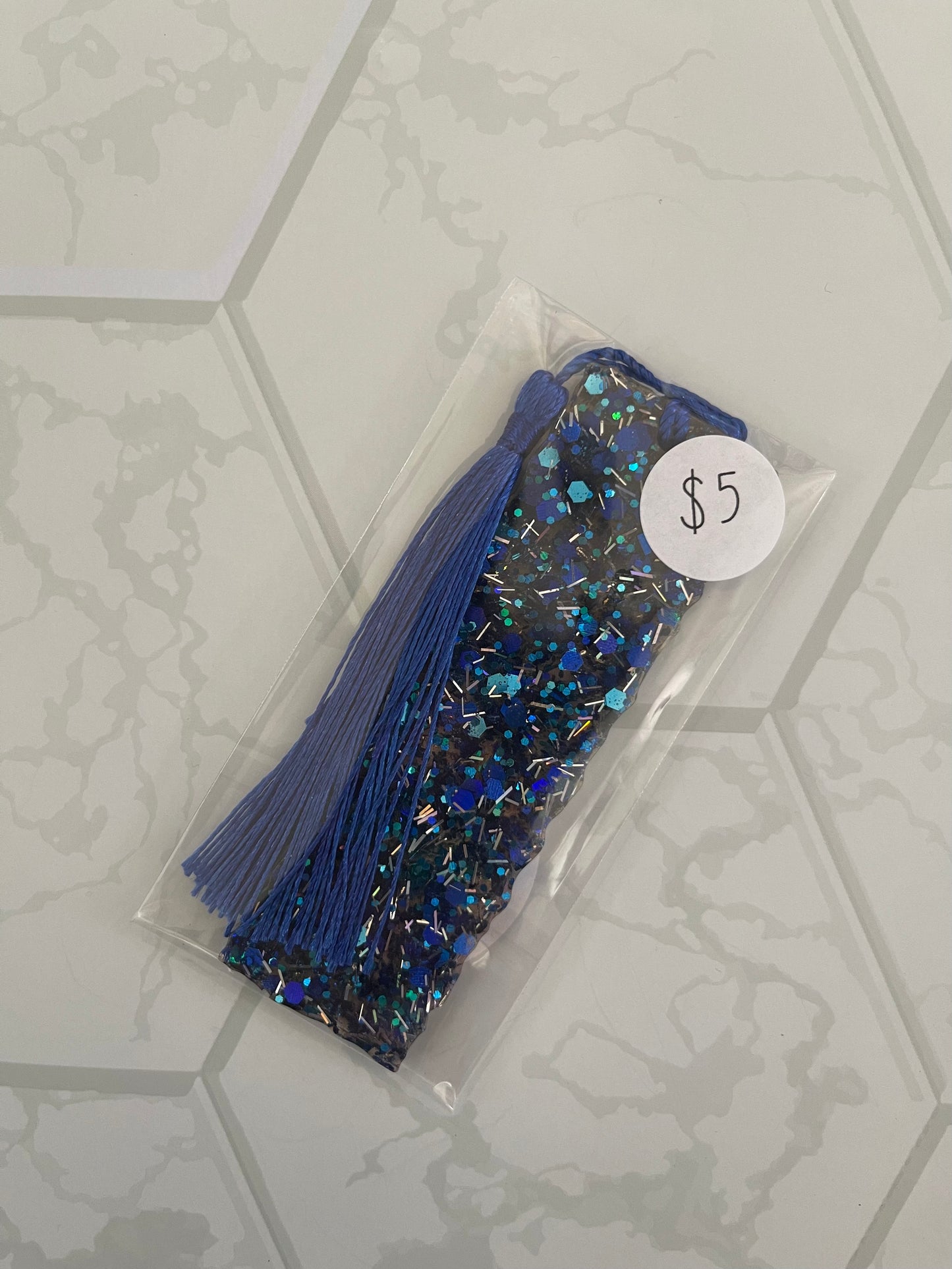 Blue Glitter Bookmark