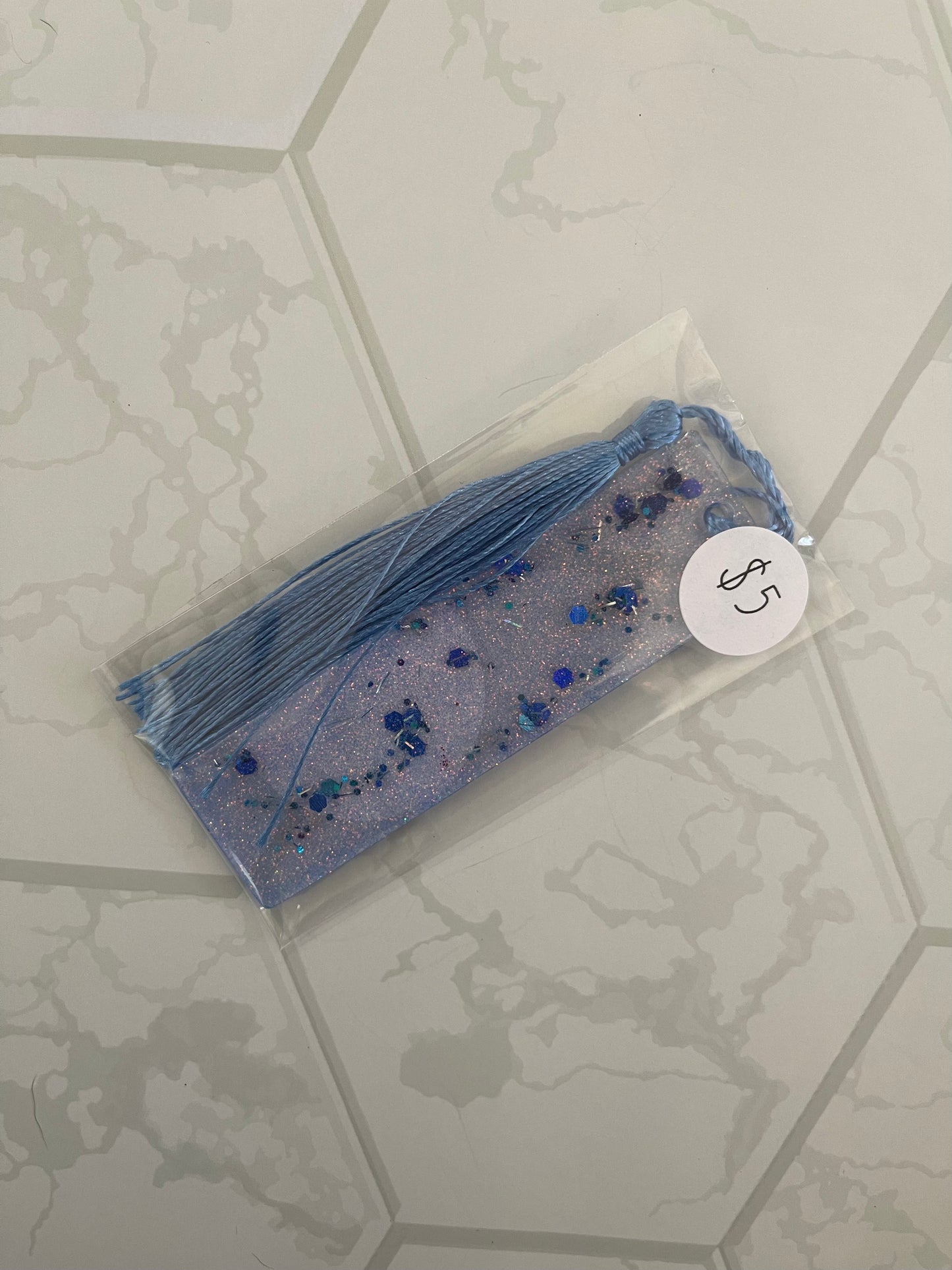 Blue Glitter Bookmark