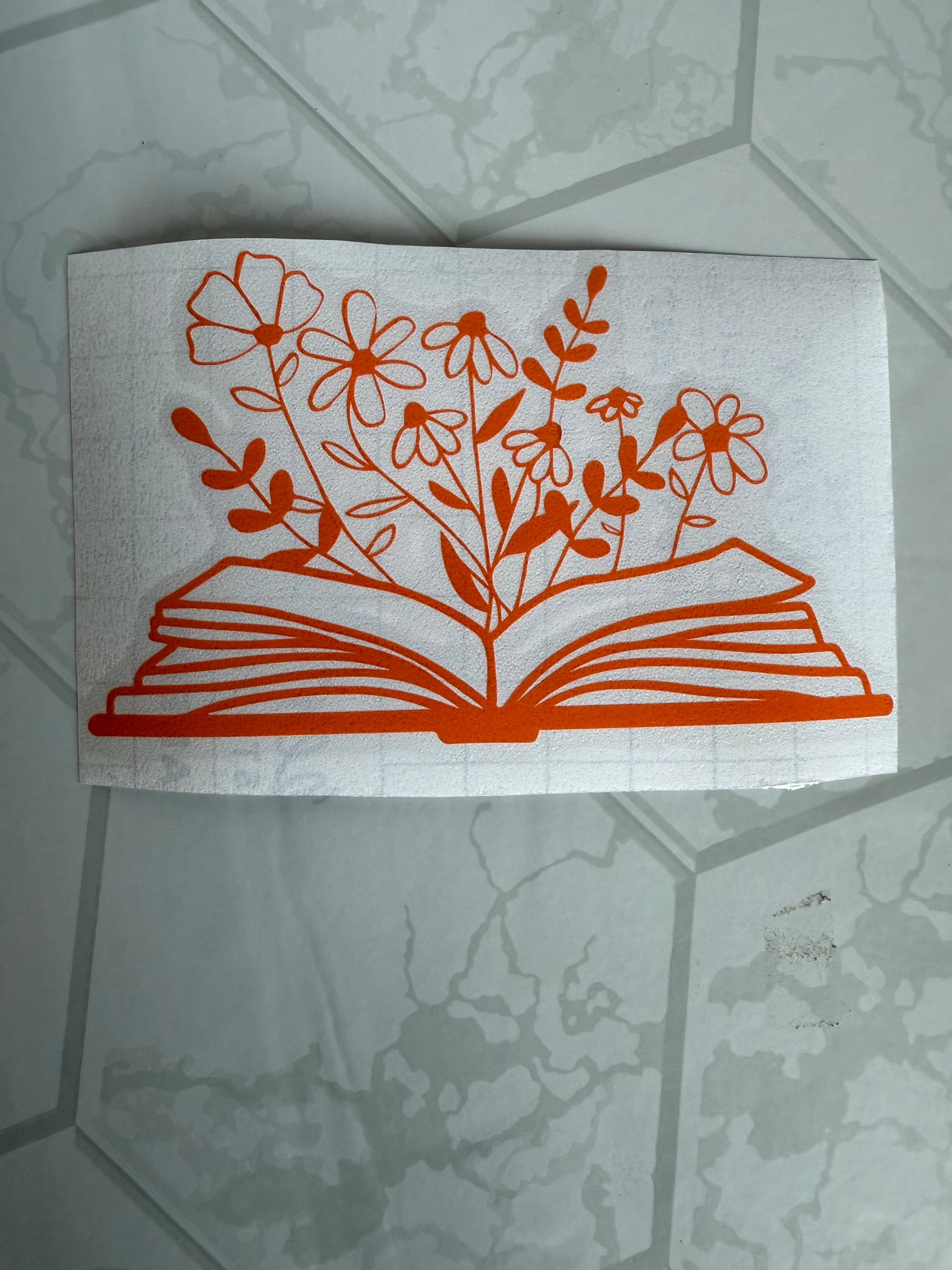 Book with Flowers Vinyl Car Decal