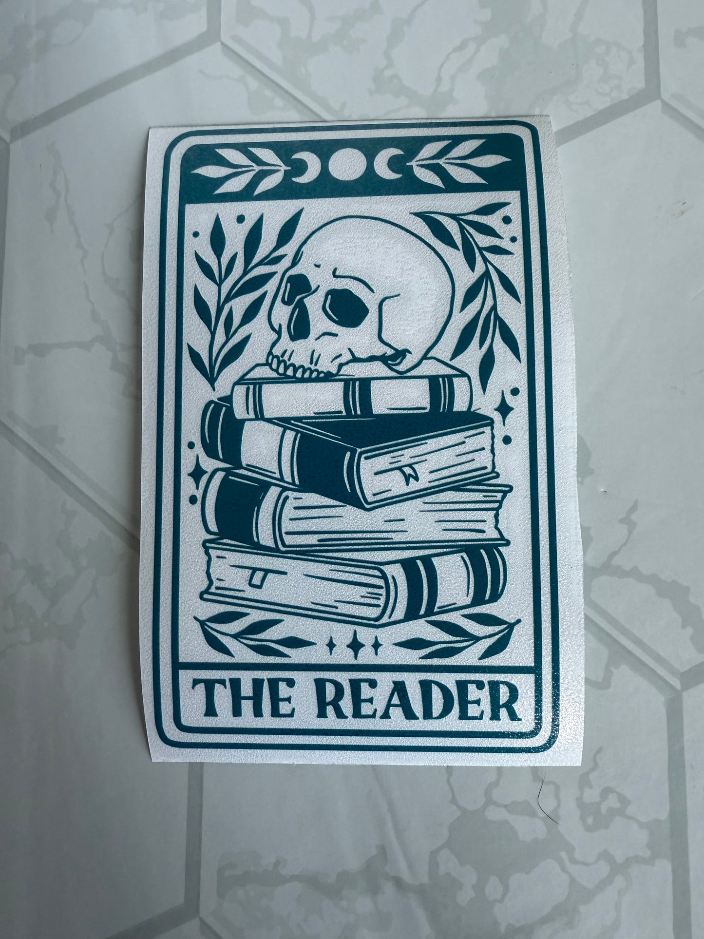 Skull Book Stack Tarot Card Vinyl Car Decal