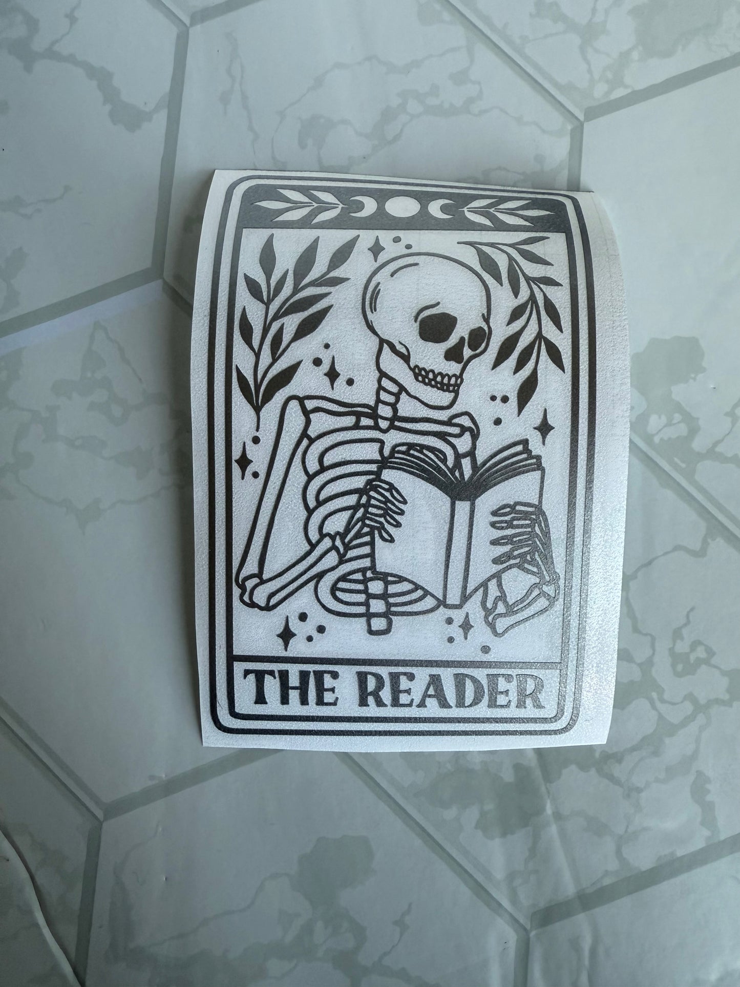 Skeleton Reading Tarot Card Vinyl Car Decal
