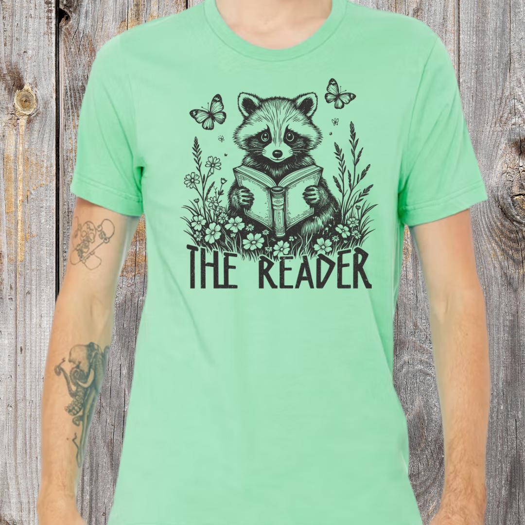 The Reader Floral Raccoon