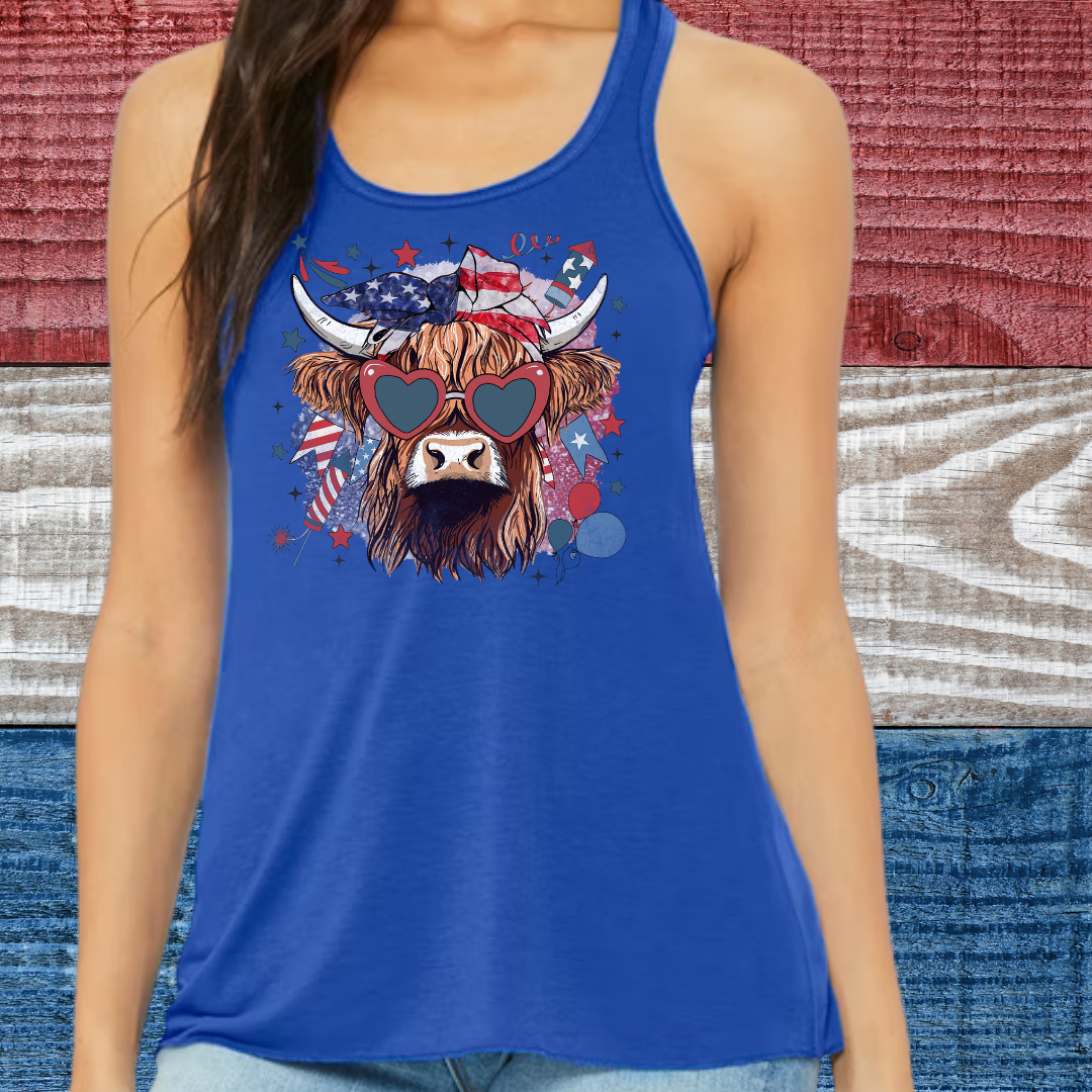 Patriotic Highland Cow Women's Tank