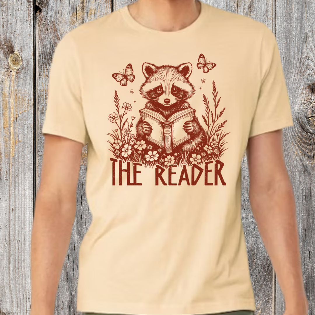 The Reader Floral Raccoon