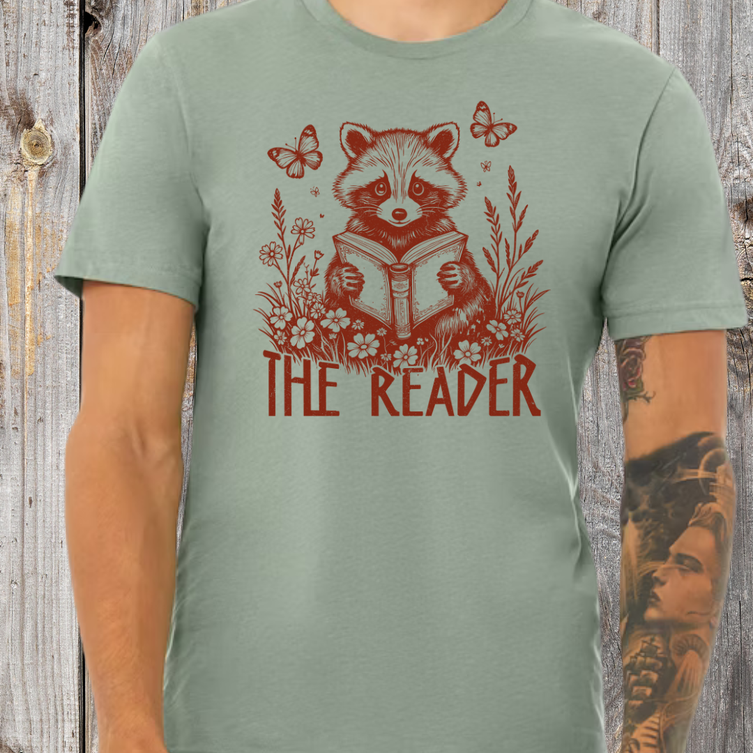 The Reader Floral Raccoon