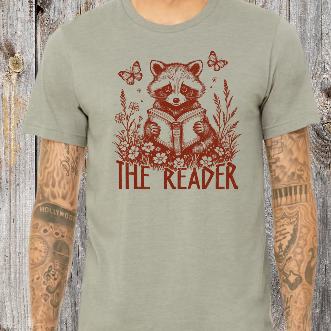 The Reader Floral Raccoon