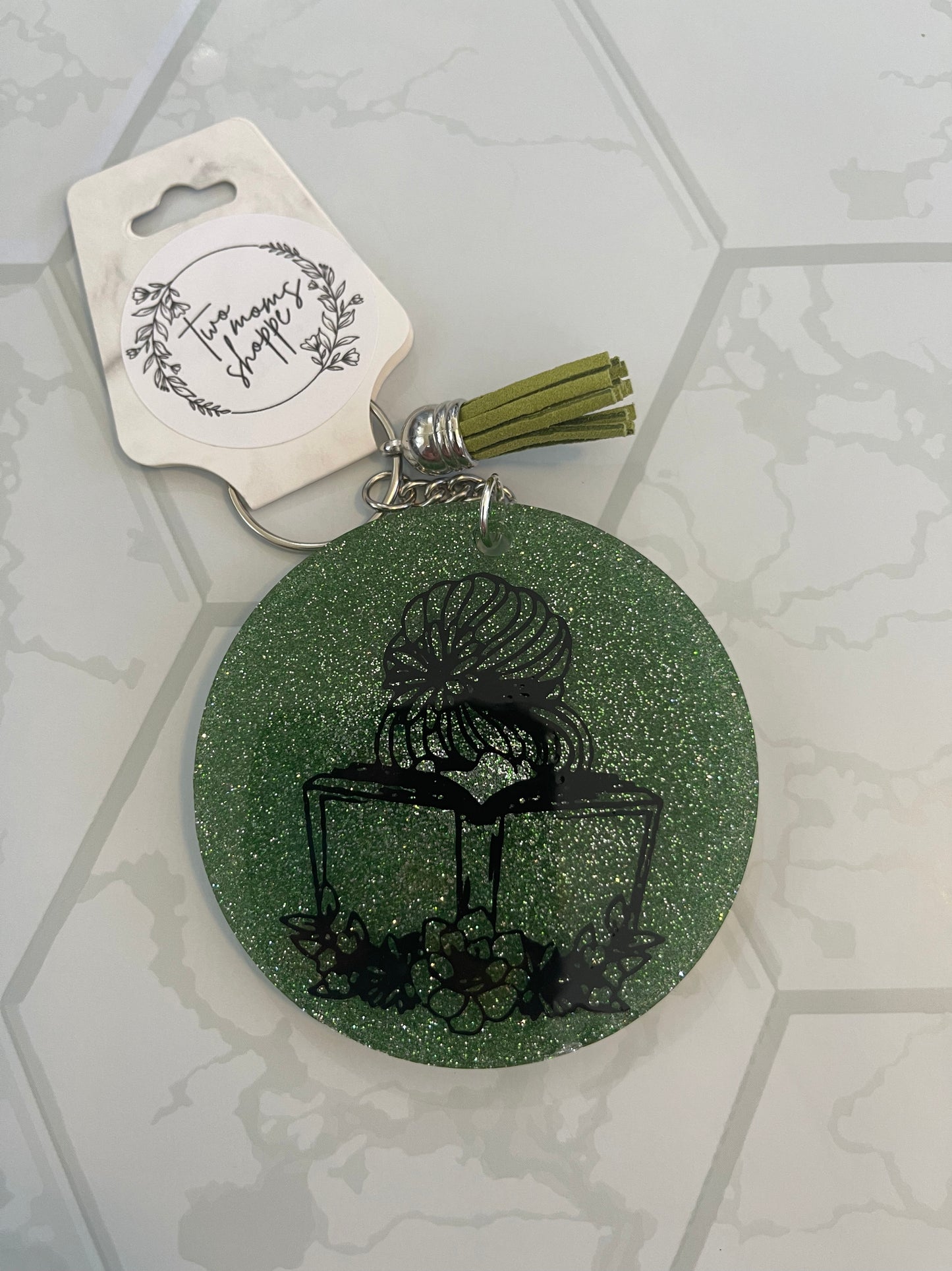 Messy Bun Reading Keychain